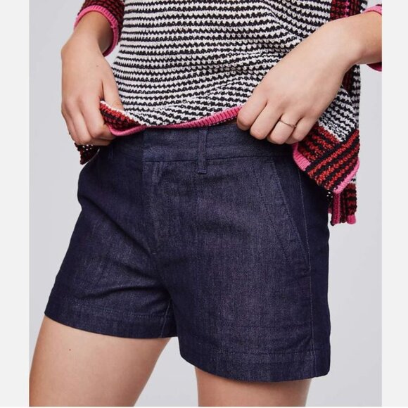 LOFT Dark Blue Trouser Jean Shorts | 6/28 - Picture 1 of 8